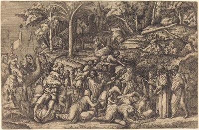 Mosè colpisce la roccia da Master IV after Francesco Primaticcio