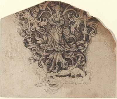 Ornamento gotico con una signora e un pappagallo da Master LCz