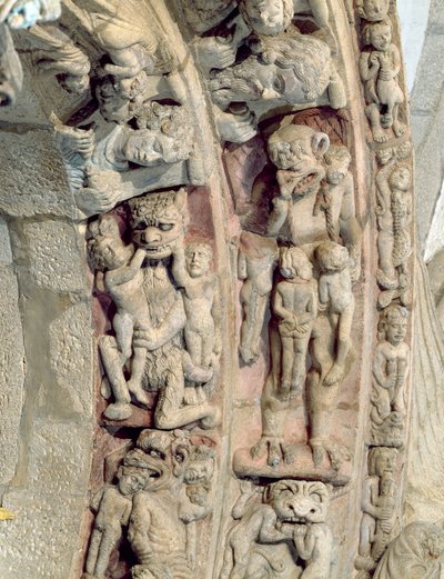 (dettaglio) del Portico de la Gloria con scene dell