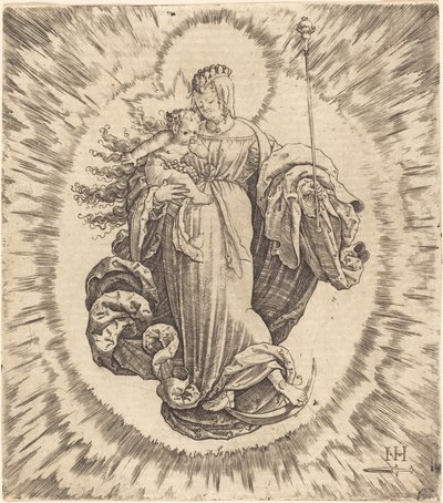 Madonna su una luna crescente da Master N.H. with the Dagger