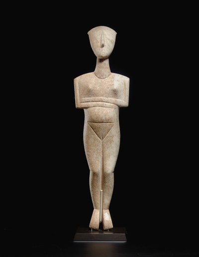 Figura femminile reclinata cicladica, pezzo di nome del Maestro Schuster, Cicladico Antico II, c.2400 a.C. (marmo) da Master Schuster