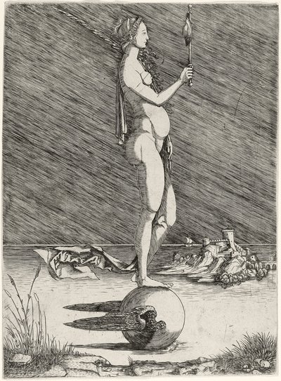 Fortuna che naviga su un globo alato da Master of 1515