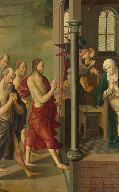 Pannello di un Altare con Disputa con i Dottori, sul retro Apparizione di Cristo a sua Madre da Master of Alkmaar (attributed to)