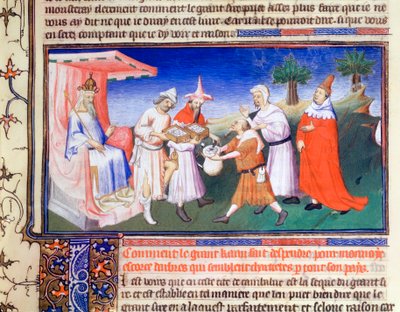 Kublai Khan che paga per gli acquisti, c1280s, inizio XV secolo da Master of Boucicaut