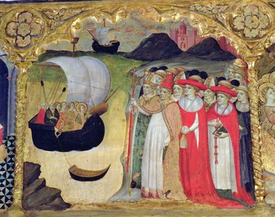Papa Ciriaco e la sua corte ricevono la santa e le sue ancelle, dalla 