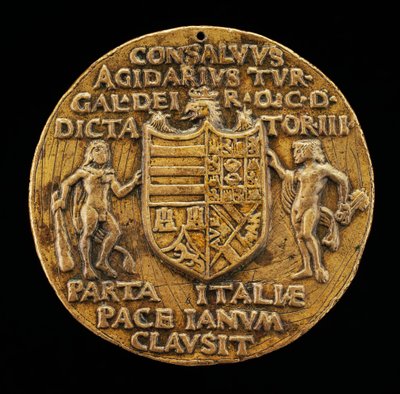 Scudo sostenuto da Ercole e Giano [verso], c. 1503 da Master of Coriolanus