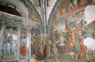 Italia, Piemonte, Serralunga di Crea, Sacro Monte di Crea, Basilica di Santa Maria Assunta, cappella, affreschi da Master of Crea