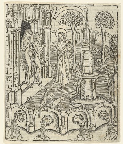 Dio mostra il Paradiso ad Adamo ed Eva da Master of Delft (attributed to)