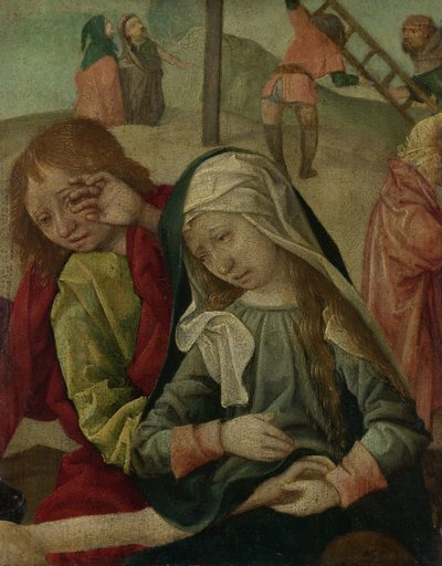 La Vergine e San Giovanni piangono sul corpo di Cristo, frammento di una Lamentazione di Cristo da Master of Delft