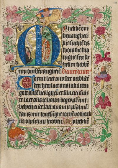 Iniziale M: Una donna inginocchiata in preghiera da Master of Evert Zoudenbalch