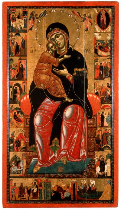 Madonna e Bambino in trono con diciassette scene della vita della Vergine, XIII secolo da Master of Florence