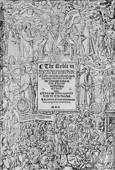 Pagina del titolo della Grande Bibbia, 1540 da Master of Francois de Rohan