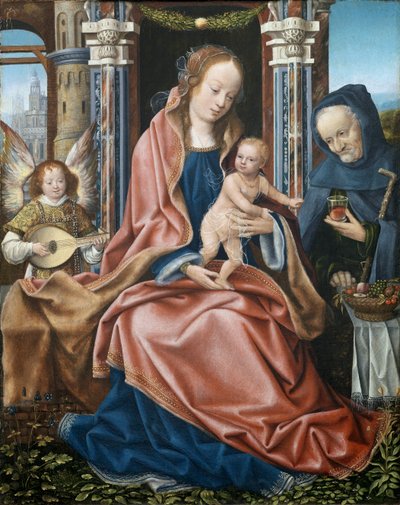 Trittico della Sacra Famiglia con angeli musicanti (pannello centrale) da Master of Frankfurt