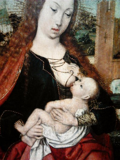 Madonna con Bambino incoronata da due angeli (particolare). da Master of Frankfurt
