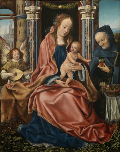 Trittico della Sacra Famiglia con Angeli Musicanti. Pannello centrale, c. 1510-1520 da Master of Frankfurt