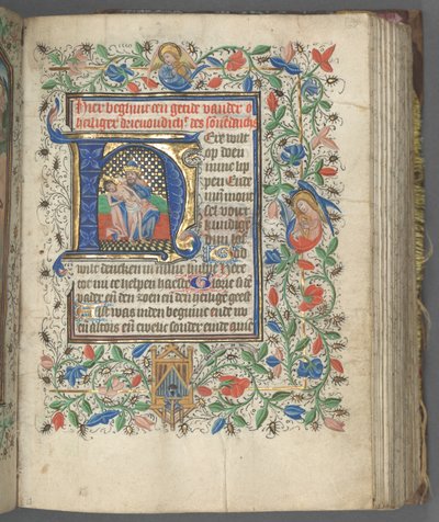 Libro delle Ore Uso di Utrecht: fol. 63r, Iniziale con la Santissima Trinità, c. 1460-1465 da Master of Gijsbrecht van Brederode