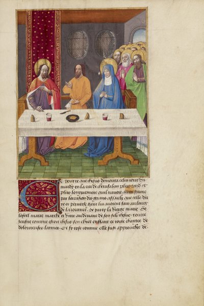 Giuda seduto a tavola tra Cristo e la Vergine da Master of Guillaume Lambert