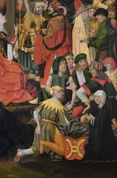 I soldati che tirano a sorte per i vestiti di Cristo, dettaglio da La Crocifissione, c.1500 da Master of Hamburg