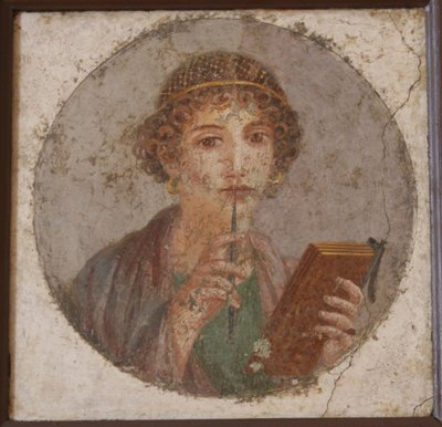 Una giovane donna con libro e stilo, cosiddetta Saffo, ca. 50 da Master of Herculaneum