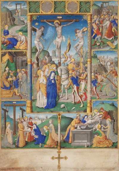 La crocifissione con sei scene della Passione di Cristo da Master of Jacques de Besançon