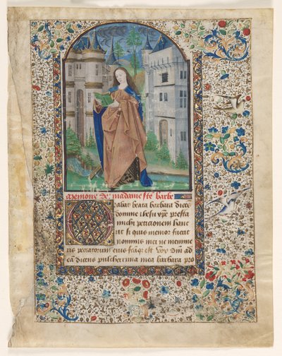 Foglio da un libro delle ore: Santa Barbara da Master of Jacques de Luxembourg