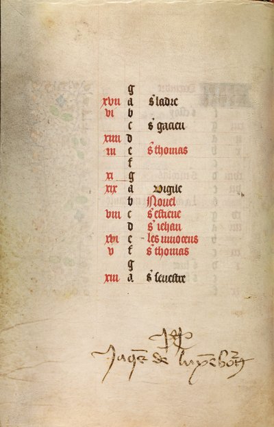 Pagina del calendario di dicembre continua da Master of Jacques of Luxembourg