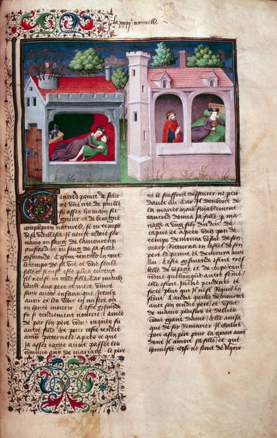 Scena galante: due coppie che parlano da Master of Jean Mansel