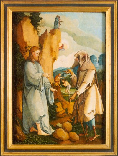 Tedesco: La tentazione e il battesimo di Cristo da Master of Messkirch