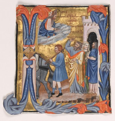 Ritaglio da un Graduale: Iniziale I con Partenza di Tobia da "Master of Noah