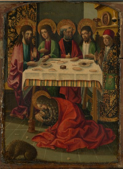 Santa Maria Maddalena unge i piedi di Cristo da Master of Perea