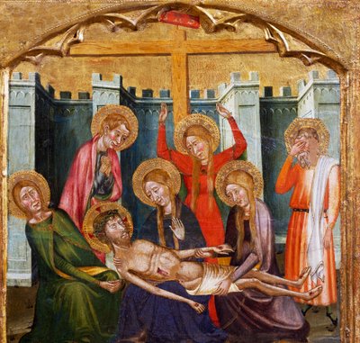 Deposizione nel Sepolcro, del Maestro di Rubio (XIV secolo), predella dell