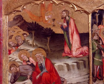 Cristo nel Giardino degli Ulivi, un angelo tiene la Comunione da Master of Rubió