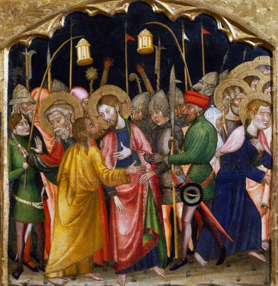 Il bacio di Giuda, del Maestro di Rubio (XIV secolo), predella dell