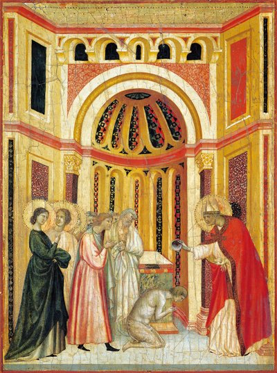 Vescovo Urbano che battezza Tiburzio, (dettaglio) da Master of Saint Cecilia