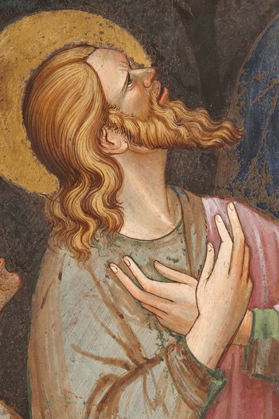 Assunzione della Vergine e la Vergine Maria che lascia cadere la cintura o Sacro Cingolo a San Tommaso (dettaglio) da Master of Vignola