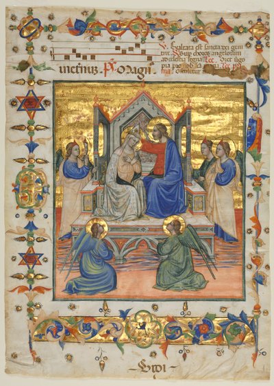 Foglia da un Antifonario: Incoronazione della Vergine, 1400s da Master of the Beffi Triptych