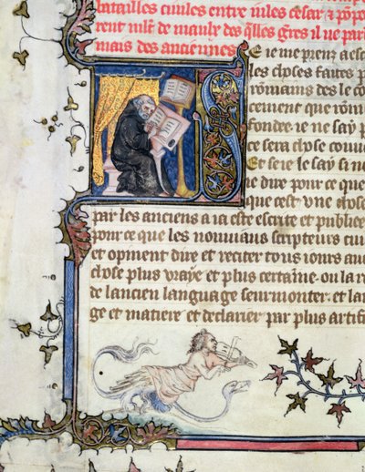 Ms 777 Monaco che copia un manoscritto, da La Storia di Roma di Livio (59 a.C.-17 d.C.) c.1370 da Master of the Boqueteaux