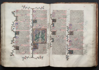 Il Messale di Gotha: Fol. 117v, San Pietro legato a testa in giù alla croce, c. 1375 da Master of the Boqueteaux