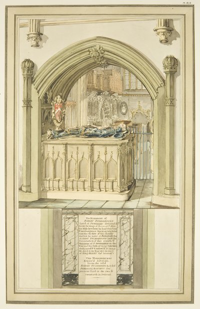 Tomba di Robert Fitzharding, morto nel 1170, nella Cattedrale di Bristol, c.1799 da Master of the Bristol Church Monuments