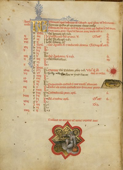 Un uomo che pesca; segno zodiacale dei Pesci da Master of the Brussels Initials