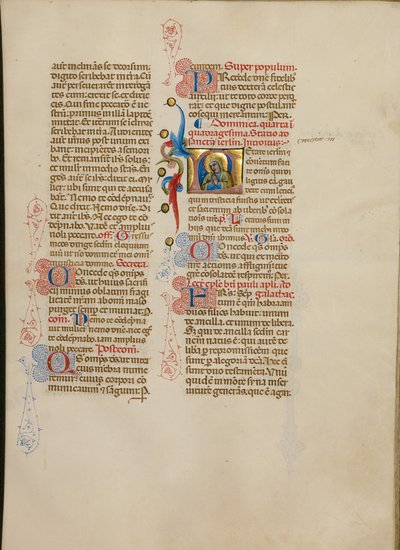 Iniziale L: La Vergine in preghiera da Master of the Brussels Initials