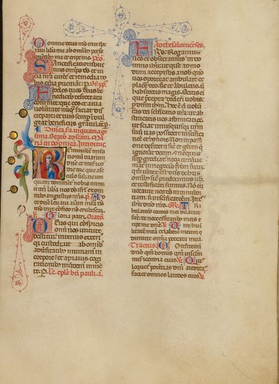 Iniziale R: La Vergine in preghiera da Master of the Brussels Initials