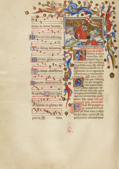 La resurrezione; Initial R: Un soldato addormentato da Master of the Brussels Initials