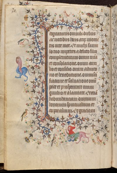 Ore di Carlo il Nobile, re di Navarra (1361-1425): fol. 15v, Testo da Master of the Brussels Initials and Associates