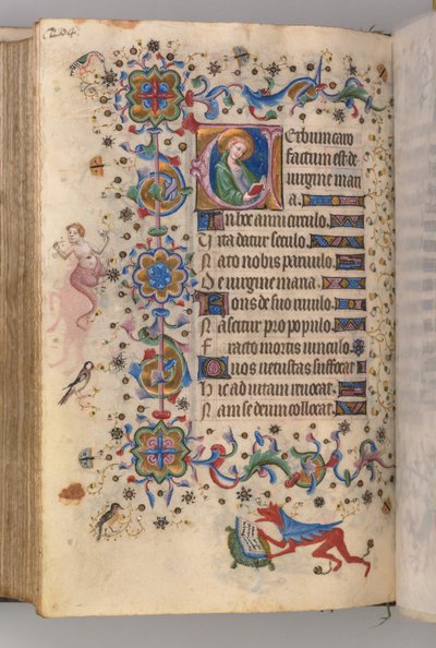 Ore di Carlo il Nobile, Re di Navarra 1361-1425: fol. 102v, Testo, c. 1405 da Master of the Brussels Initials and Associates