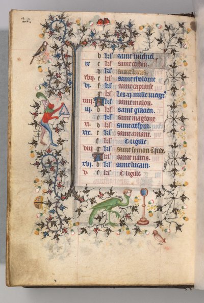 Ore di Carlo il Nobile, Re di Navarra 1361-1425: fol. 10v, Ottobre, c. 1405 da Master of the Brussels Initials and Associates