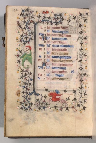 Ore di Carlo il Nobile, Re di Navarra 1361-1425: fol. 11v, Novembre, c. 1405 da Master of the Brussels Initials and Associates