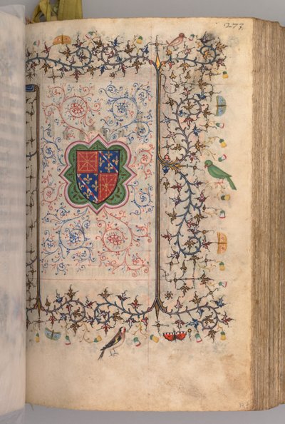 Ore di Carlo il Nobile, Re di Navarra: fol. 137r, Stemma... da Master of the Brussels Initials and Associates
