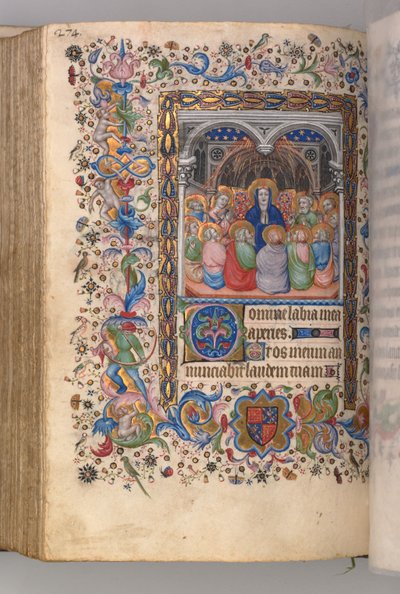 Ore di Carlo il Nobile, Re di Navarra 1361-1425: fol. 137v, Pentecoste, c. 1405 da Master of the Brussels Initials and Associates