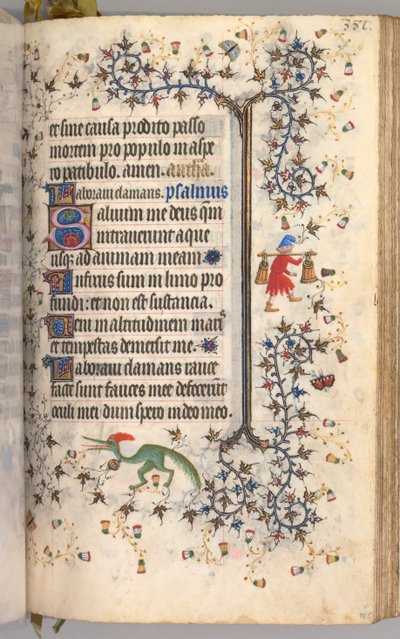 Ore di Carlo il Nobile, Re di Navarra 1361-1425: fol. 186r, Testo, c. 1405 da Master of the Brussels Initials and Associates